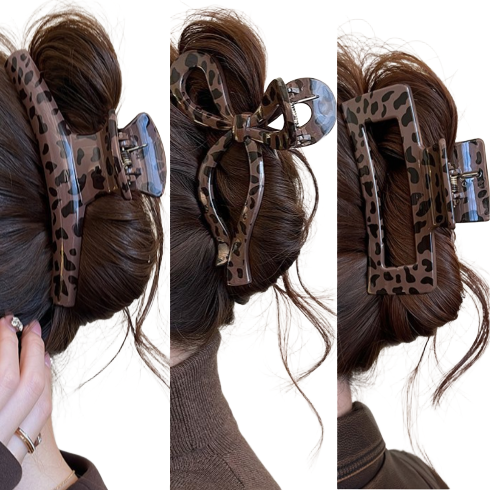 채로스 레오파드 데일리 대형 헤어 집게핀 3종 세트 10,000원