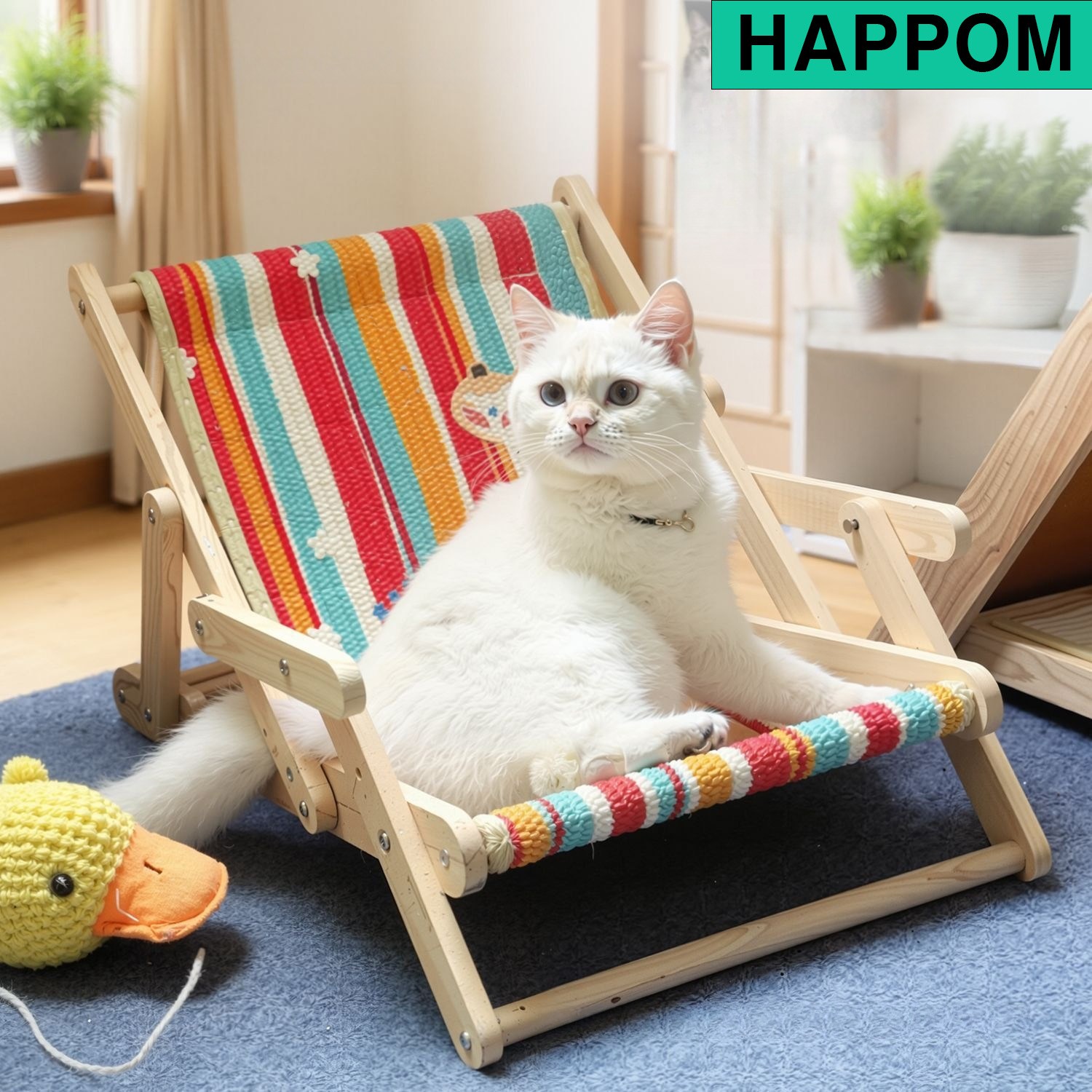 HAPPOM 고양이 강아지 리클라이너 캠핑의자 원목 미니체어 해먹형 흔들의자, 1개, 스타 고양이 25,900원