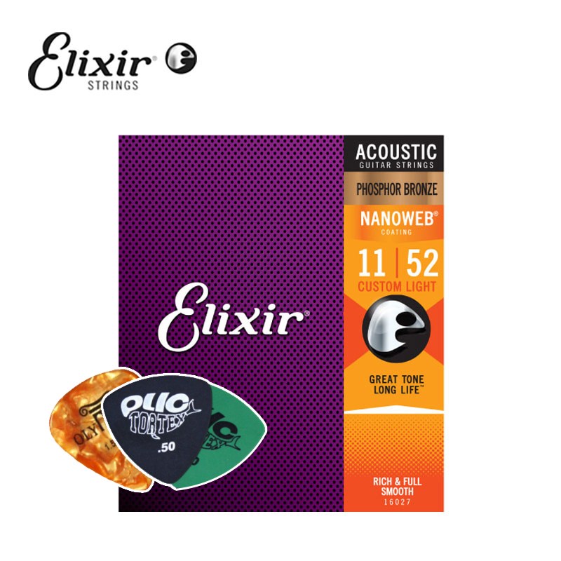 엘릭서 기타줄 나노웹 포스포브론즈 커스텀 라이트 16027 Elixir 통기타 스트링 (011-052), 16027, 단일 색상, 1세트 28,620원