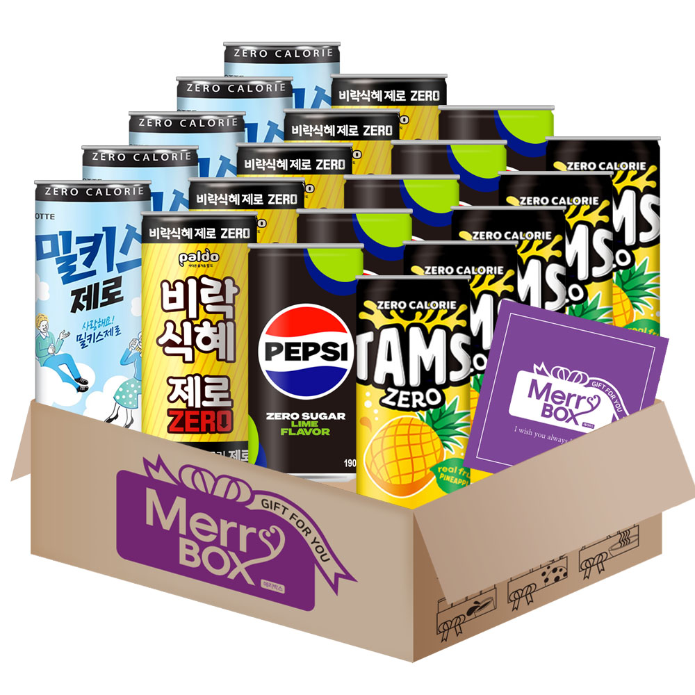 제로탄산음료 슬림캔 4종 세트(펩시제로5+비락식혜제로5+밀키스제로5+탐스제로 파인애플5)+메세지카드, 1세트, 190ml 17,900원