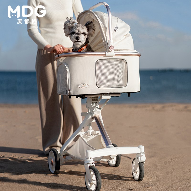 MDG 패션 반려동물 유모차 초경량 접이식 분리형 캐리어, 1개, 화이트 108,000원