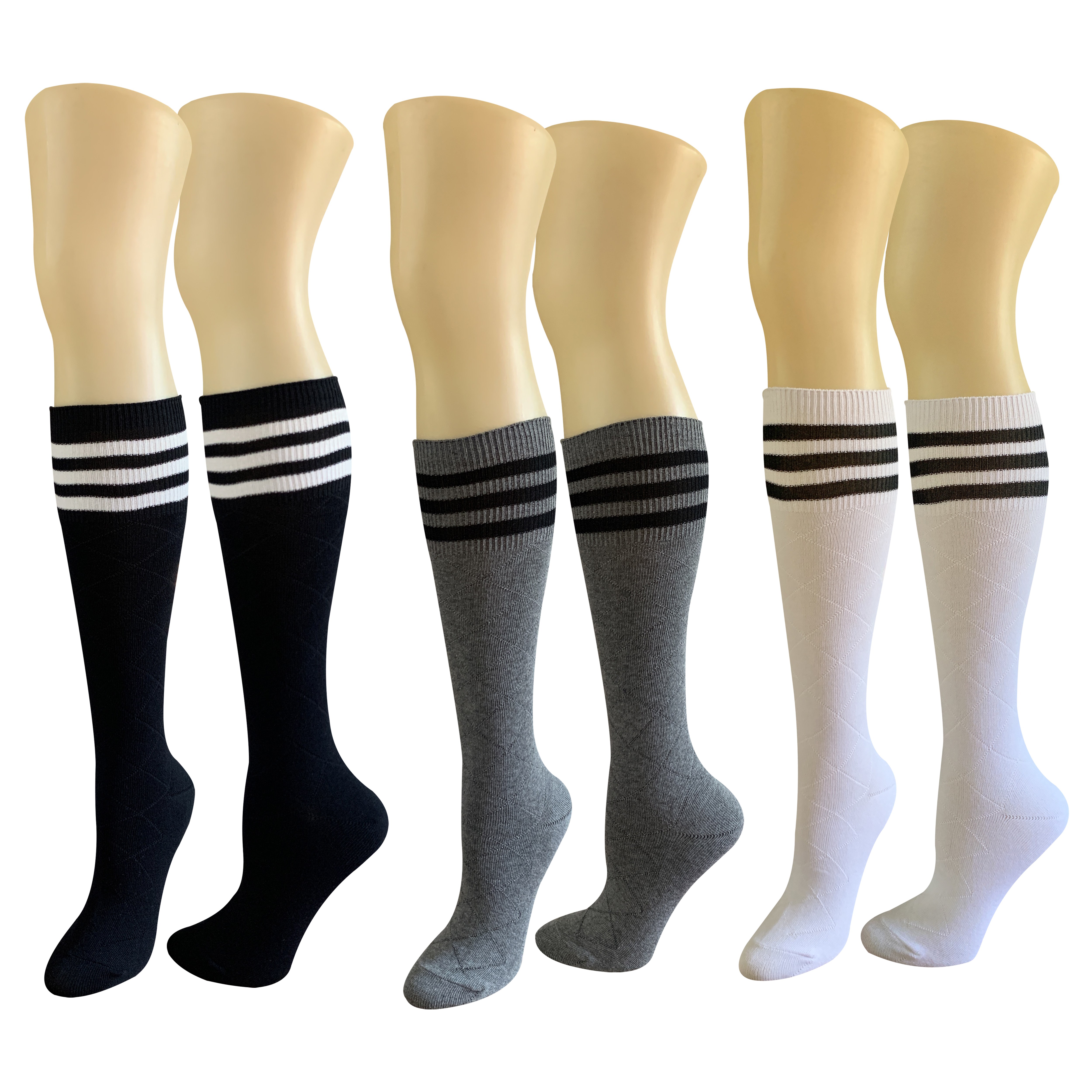 YMSOCKS [국내생산] 여성 삼선링글 아가일 니삭스 6켤레 14,000원