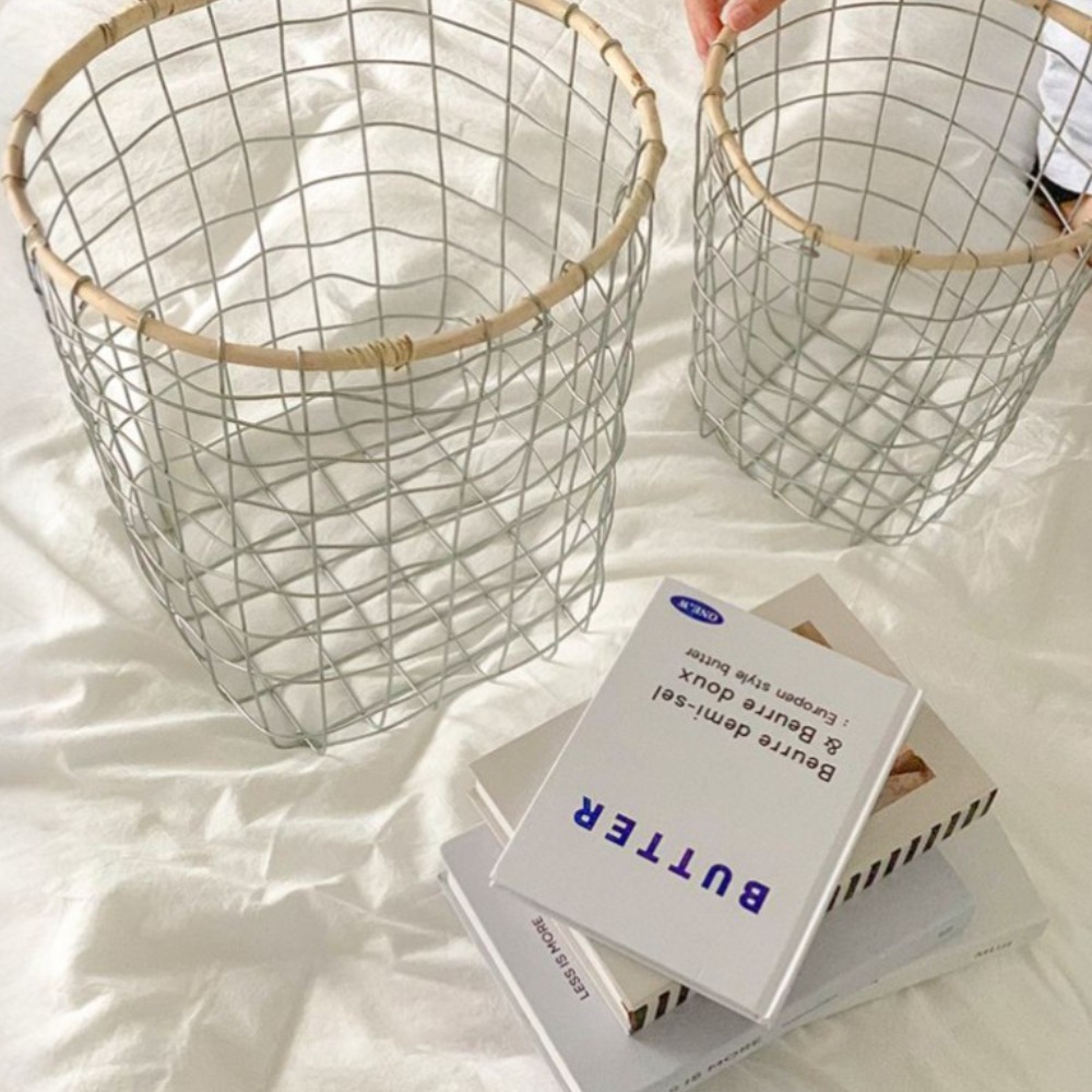 도르리 라탄와이어 롱 바스켓 철제바구니 수납함 보관함 정리함 소형 + 대형, 철제, 2개 30,900원