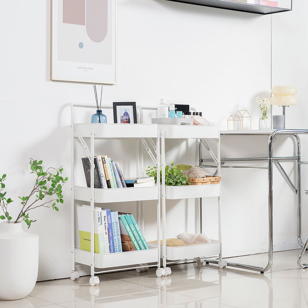 부하우스 3단 접이식 트롤리 1+1세트, 화이트 39,800원