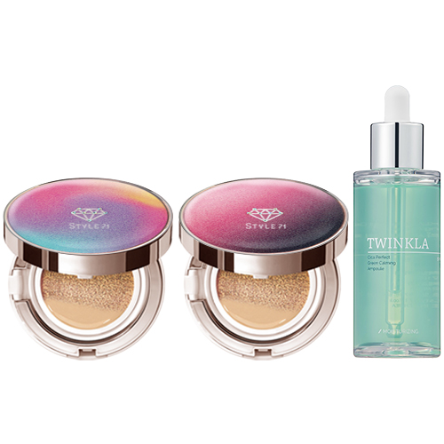 [쿠션15g+쿠션15g+앰플50ml] 1+1+1 트윙클라 앰플 + 풀커버 주얼리 쿠션 21호 23호 선택 [복합 피부 추천 쿠션] 39,900원