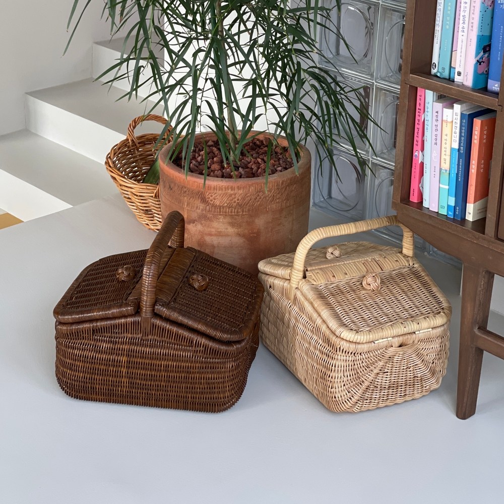 디에고 라탄피크닉바구니 라탄바구니 대형 뚜껑 손잡이 라탄바스켓 라틴바구니 78,000원