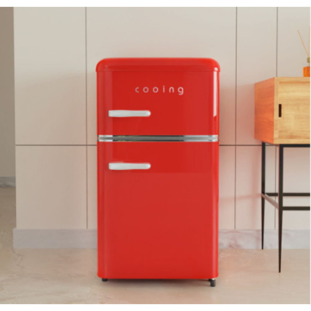 쿠잉 레트로 투도어 미니냉장고 REF-D85 레드 블랙 크림 민트 핑크 80L 원룸 사무실 가정용 소형냉장고 298,000원