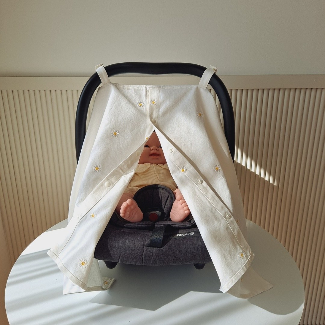 예스베베 바구니카시트가리개 데이지크림 사계절용 조리원퇴소 신생아 외출 에어컨바람 찬바람 보호, 데이지크림 30,800원