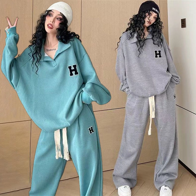 RUNYAYA 여자 레터링 오버핏 맨투맨 조거팬츠 트레이닝복 츄리닝 세트 루즈핏 빅사이즈 ~150kg까지 24,800원