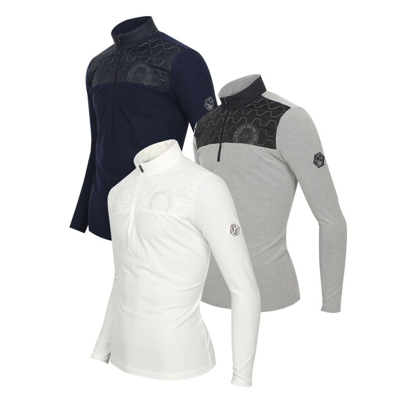 그렌에코 ges23510 남성 배색 스티치 자수 반집업 긴팔 티셔츠/얇고 가벼운/봄가을 33,750원