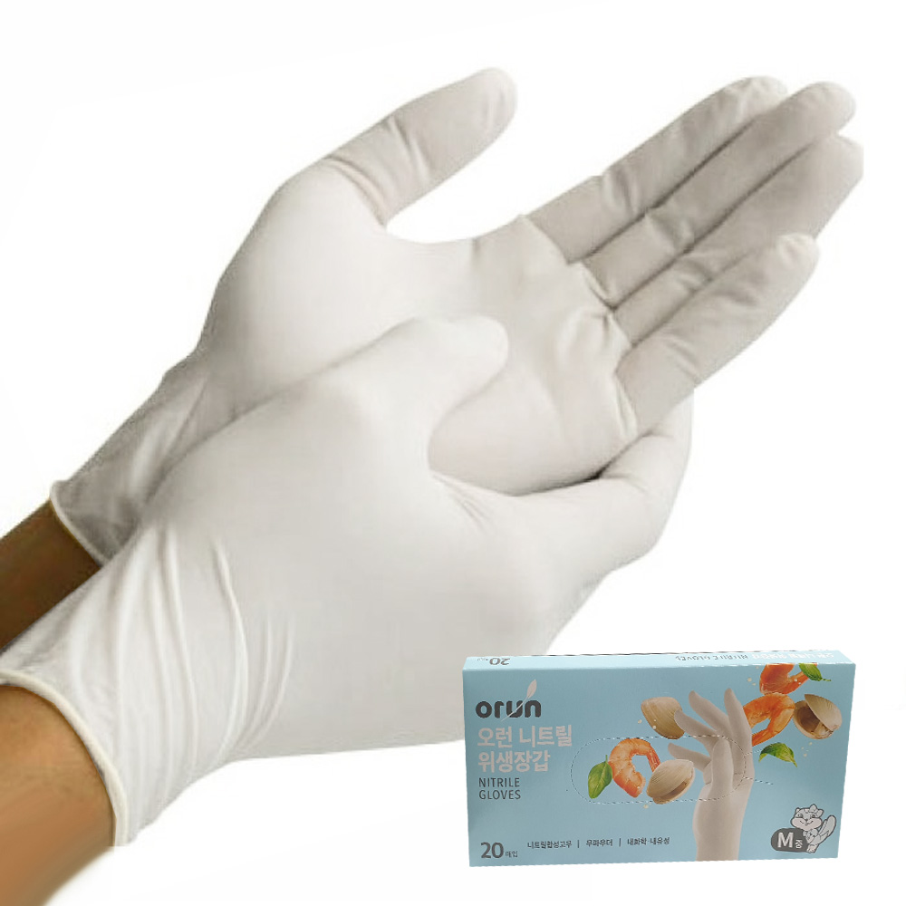 오런 니트릴장갑 20매 백색 식품용 일회용 요리장갑 4,630원