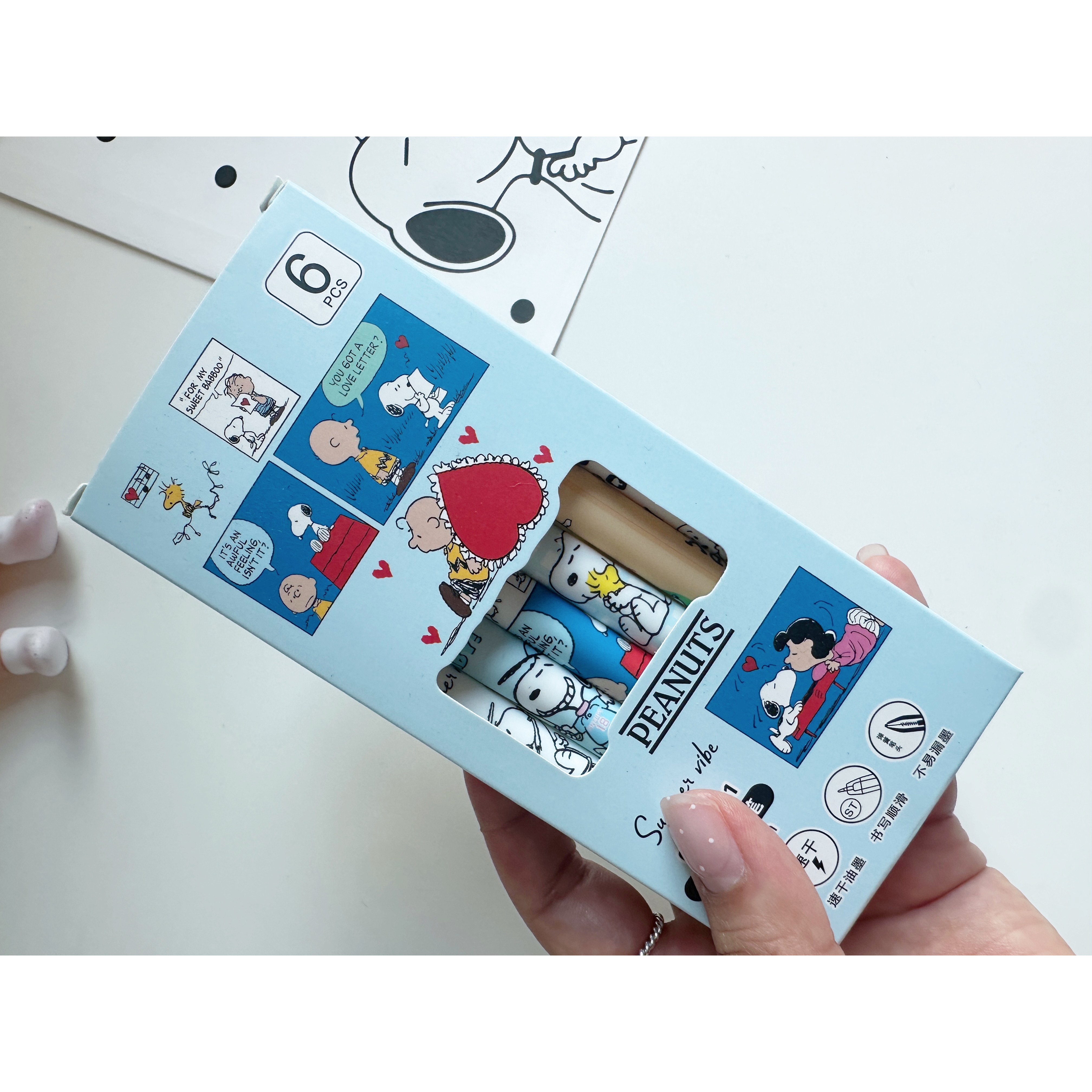 스누피볼펜6p세트 귀여운볼펜 캐릭터볼펜 신학기문구, 1개 7,500원