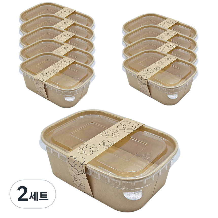 NEW 리어스팩 크라프트 사각 도시락 종이 용기+띠지 15,870원