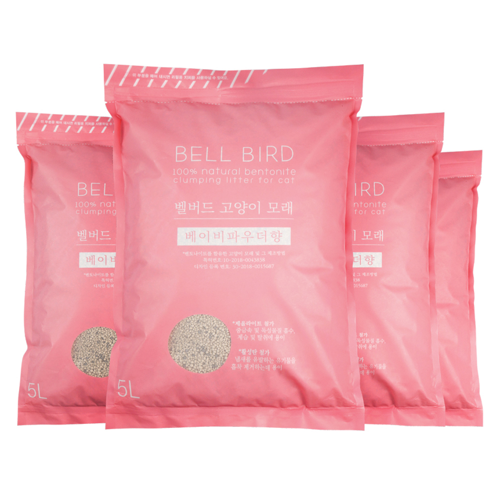 벨버드 고양이 모래, 5L, 4개, 베이비파우더 17,400원