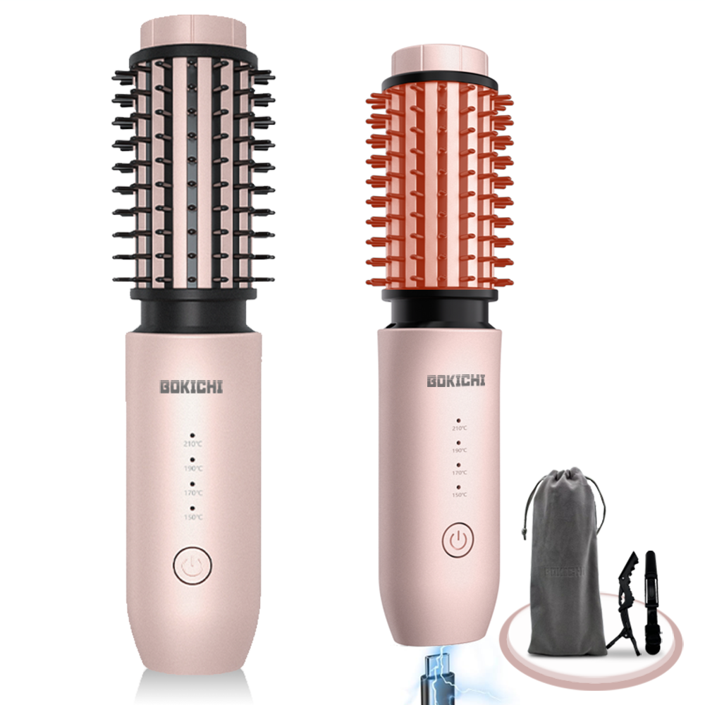 BOKICHI 모발손상 없는 휴대용 음이온 뿌리볼륨 무선 고데기 +집게핀 2개,파우치 1개 증정, 로즈핑크 59,800원