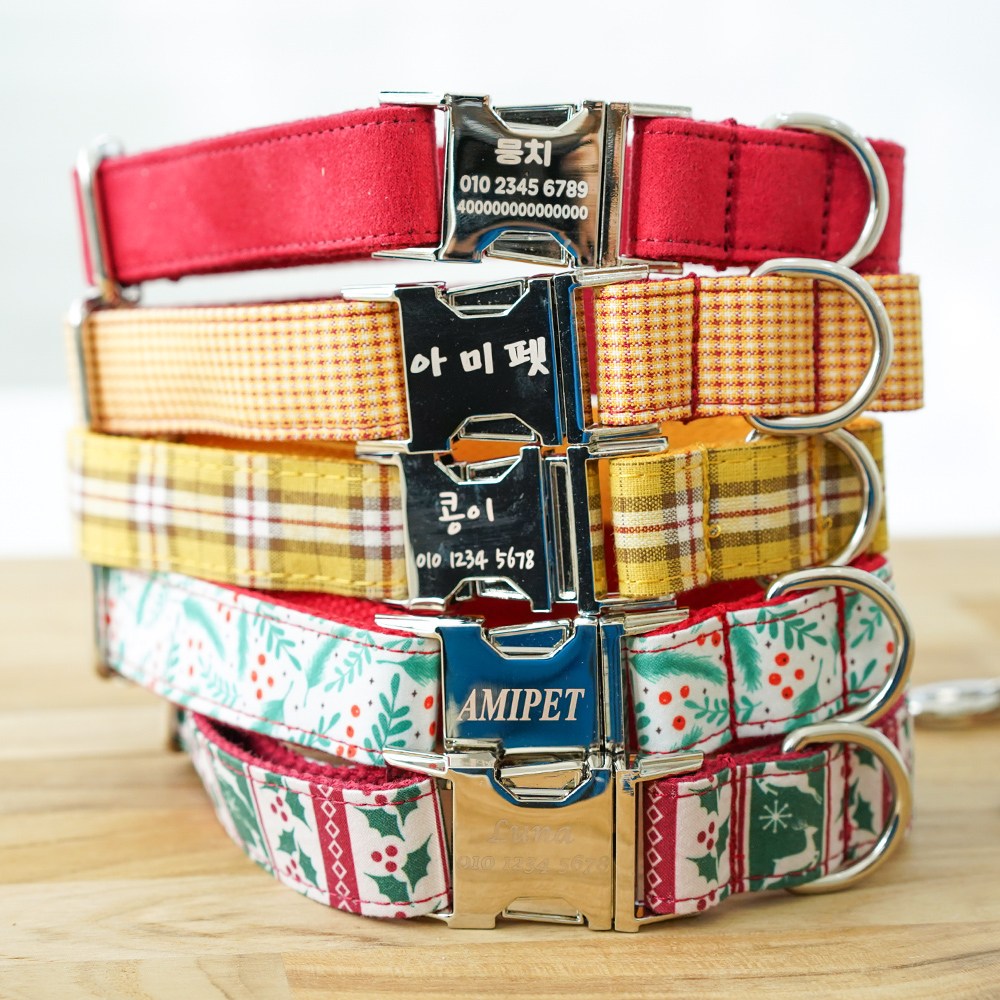 자체제작 중형견 대형견 신규 스틸버클 목줄 리드줄 인식표 목걸이 19,900원