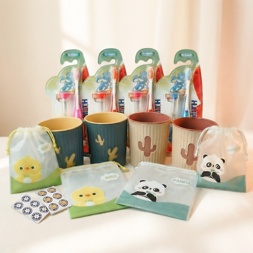 파니스 어린이집 답례품 구디백 양치세트(칫솔+2분 모래시계+양치컵+스티커) 4P 20,800원