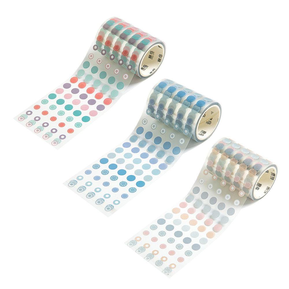 코히모 원형 스티커 감성 도트 투명 롤스티커 3종 세트 4W068, 1세트, 1 7,600원