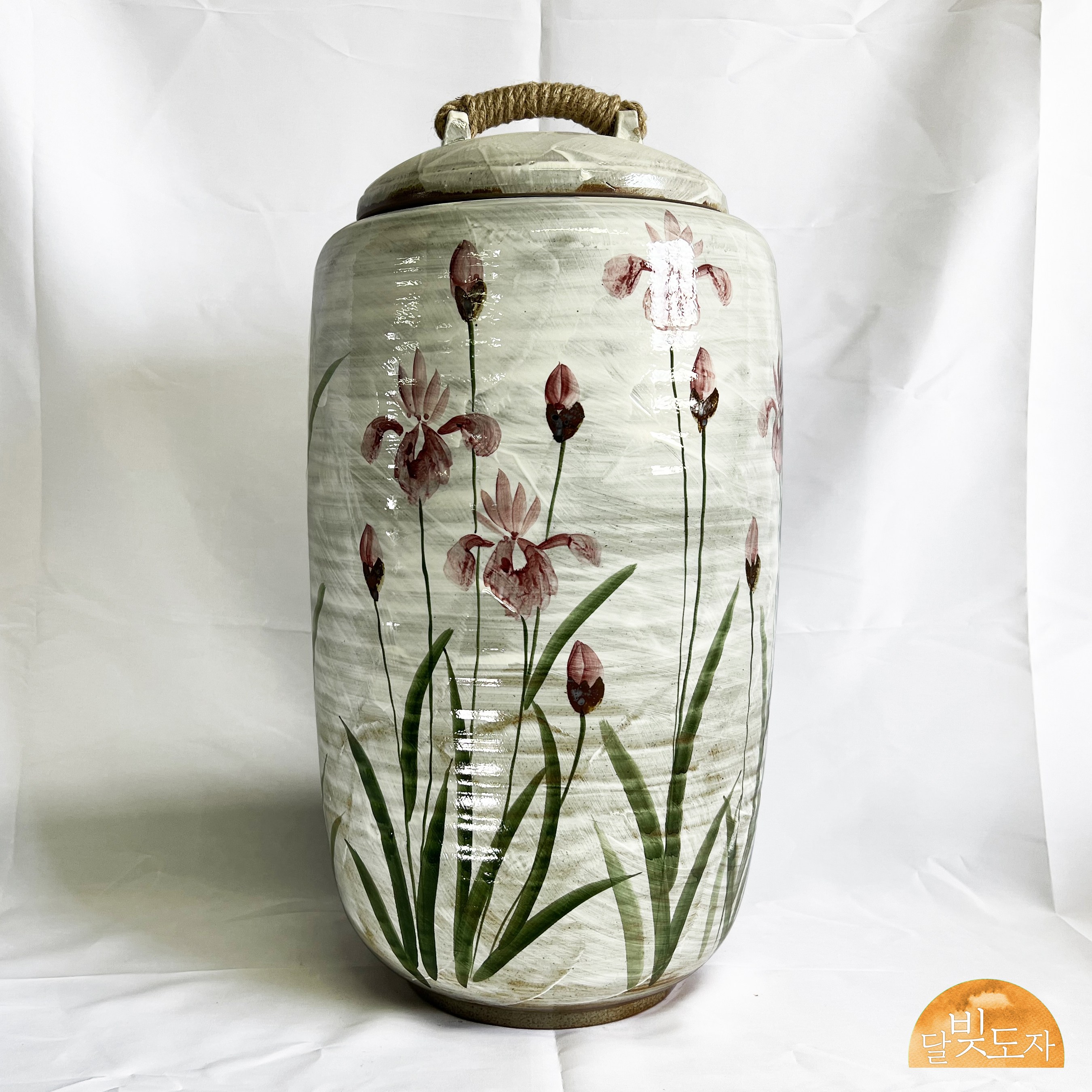 달빚도자 [여주도자기_흙도예] 분청상감 붓꽃 20kg 쌀독 쌀항아리+뚜껑포함(일자형), 1개 150,000원