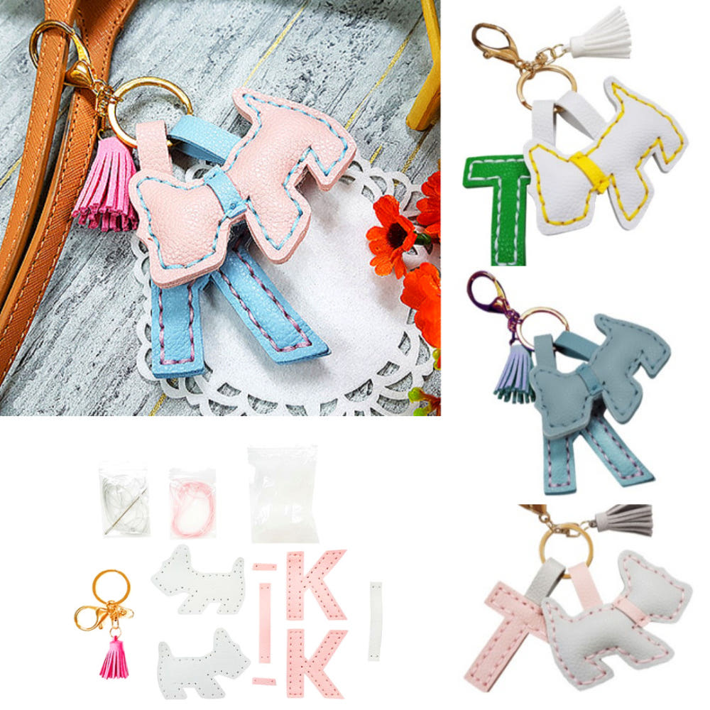 가죽 키링 키홀더 열쇠고리만들기 키트 강아지 토끼 바느질세트 가방장식 에어팟키링 DIY 3,280원