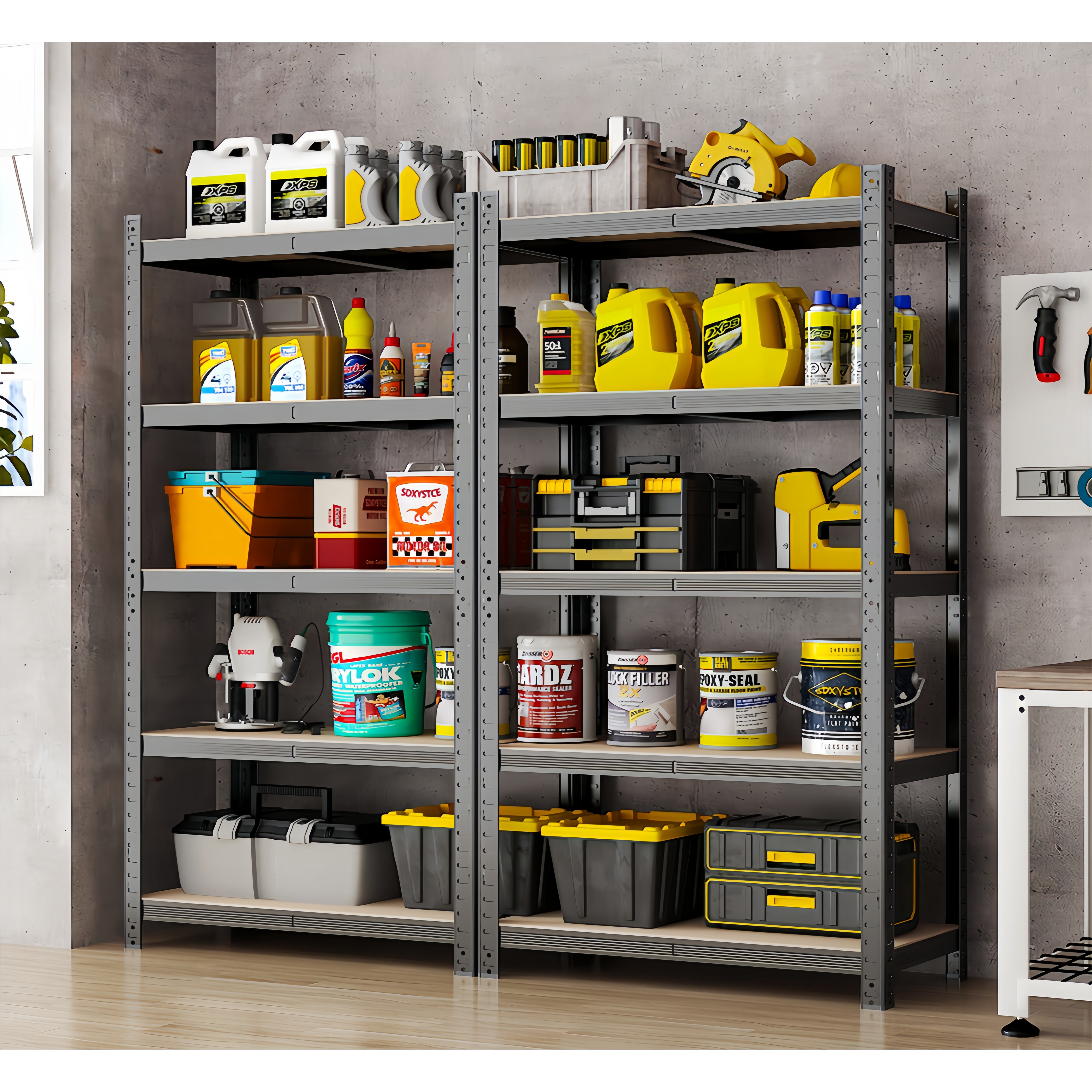 HOMESHOP 튼튼한 간편 조립식 무볼트 철제 앵글 선반 주방 베란다 창고 5 단,블랙,900x450x1800mm 41,990원