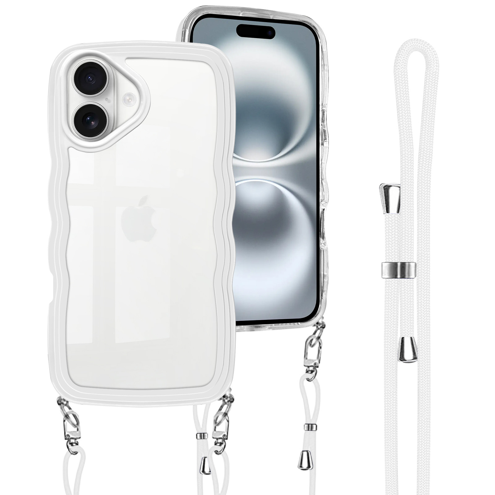 Zabarsii 아이폰 17 16 프로맥스 공기 투명 연경 실리콘 2합일 목걸이 스트랩 마카롱 컬러 웨이브 스킨 TPU 휴대폰 케이스 16,800원