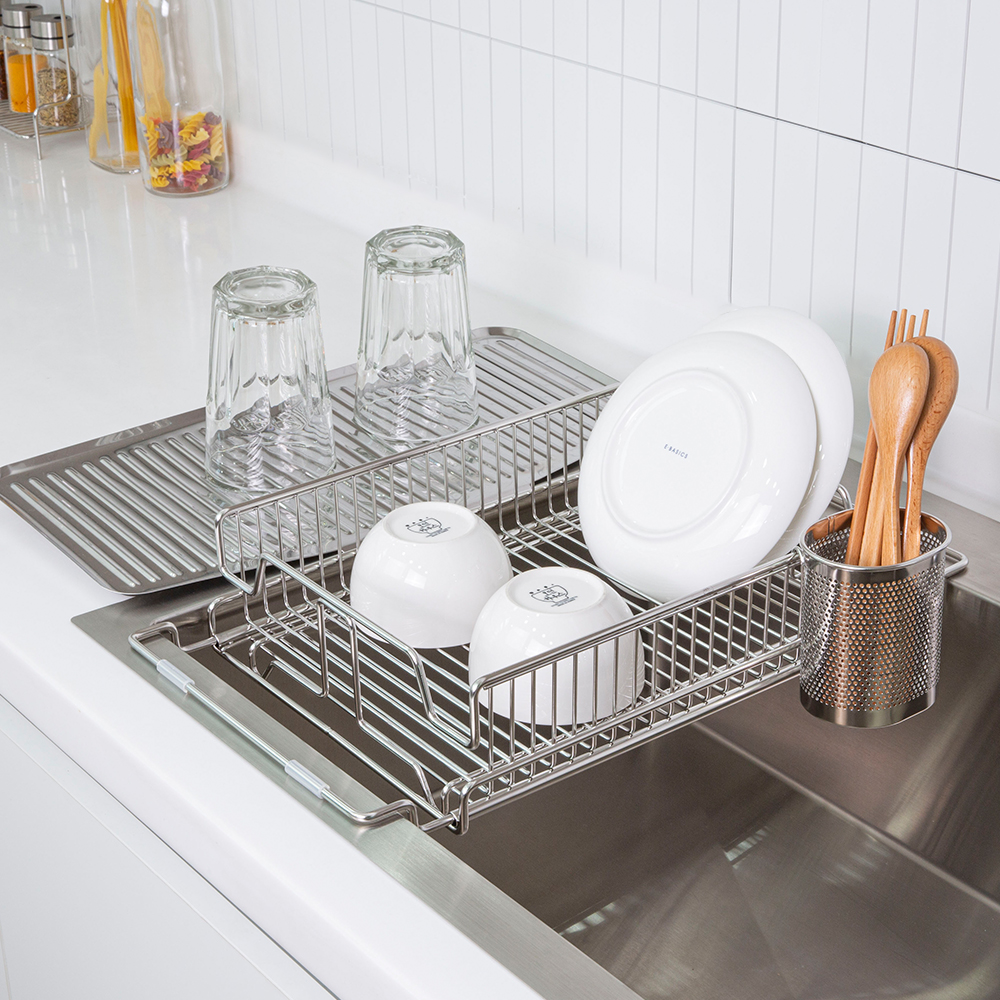 4BNK 연마제 없는 올스텐 304 2 in 1 슬라이드 식기건조대 110,400원