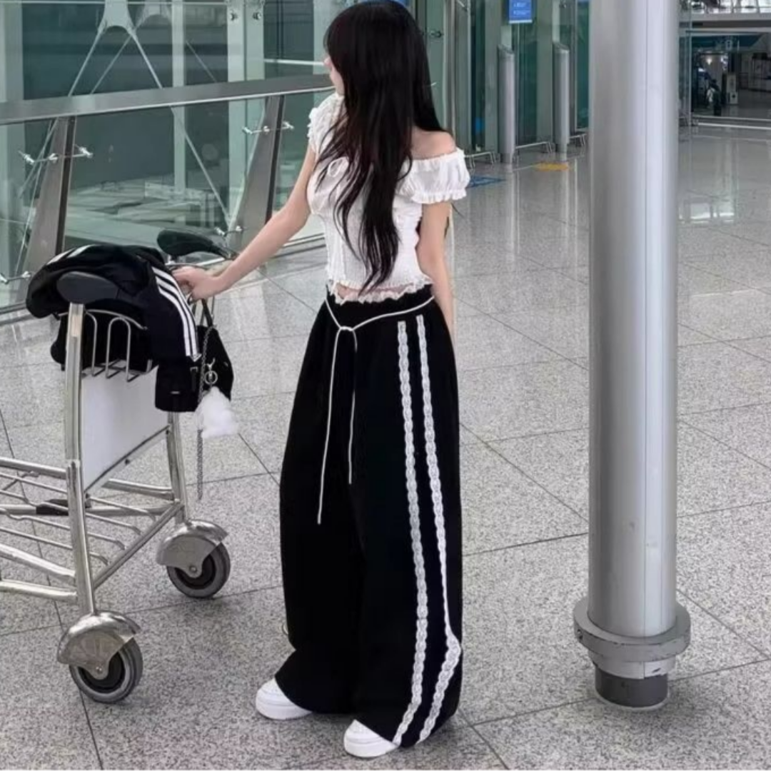 바비썬 리본 레이스 포인트 와이드 트레이닝 팬츠(3COLOR) 26,900원