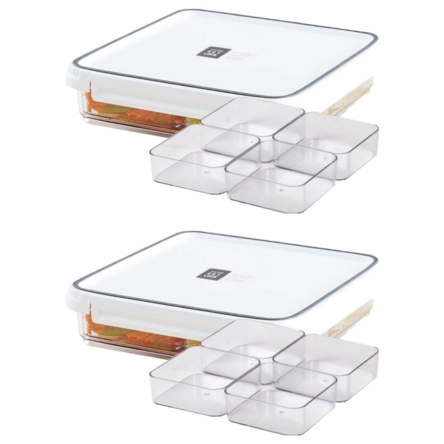 수납이야기 스카이락 밀폐용기 점보 1호 + 정사각형 인케이스 4칸 세트 15,900원