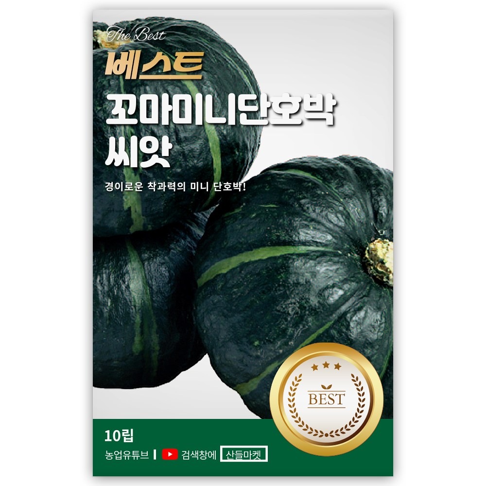 베스트 꼬마 미니단호박 씨앗 10립 착과력 우수하고 당도가 높은 미니 단호박씨 종자, 1개 6,000원