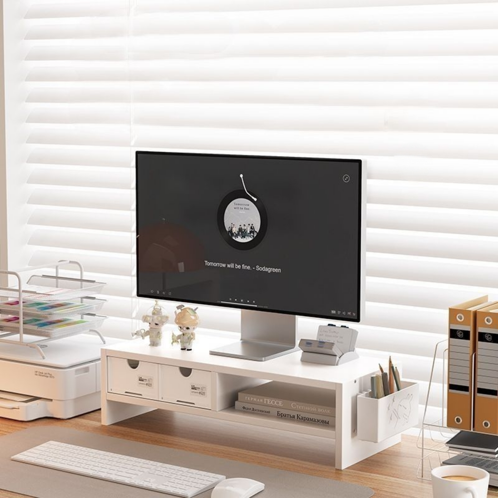 케이디리빙 모니터 받침대 거치대 선반 모니터받침대서랍, 화이트 26,690원