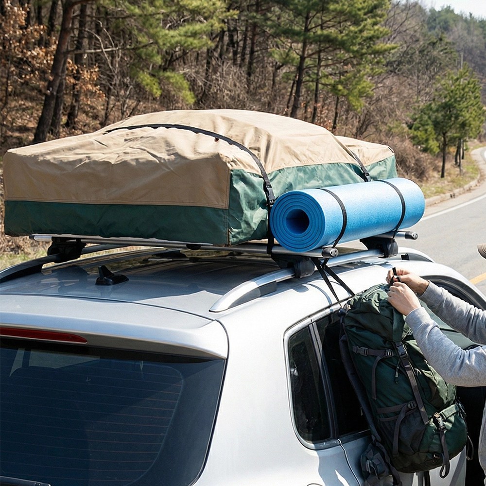 C.partner 승용차용 자동차 루프랙 가로바, 2개, 은 43,600원