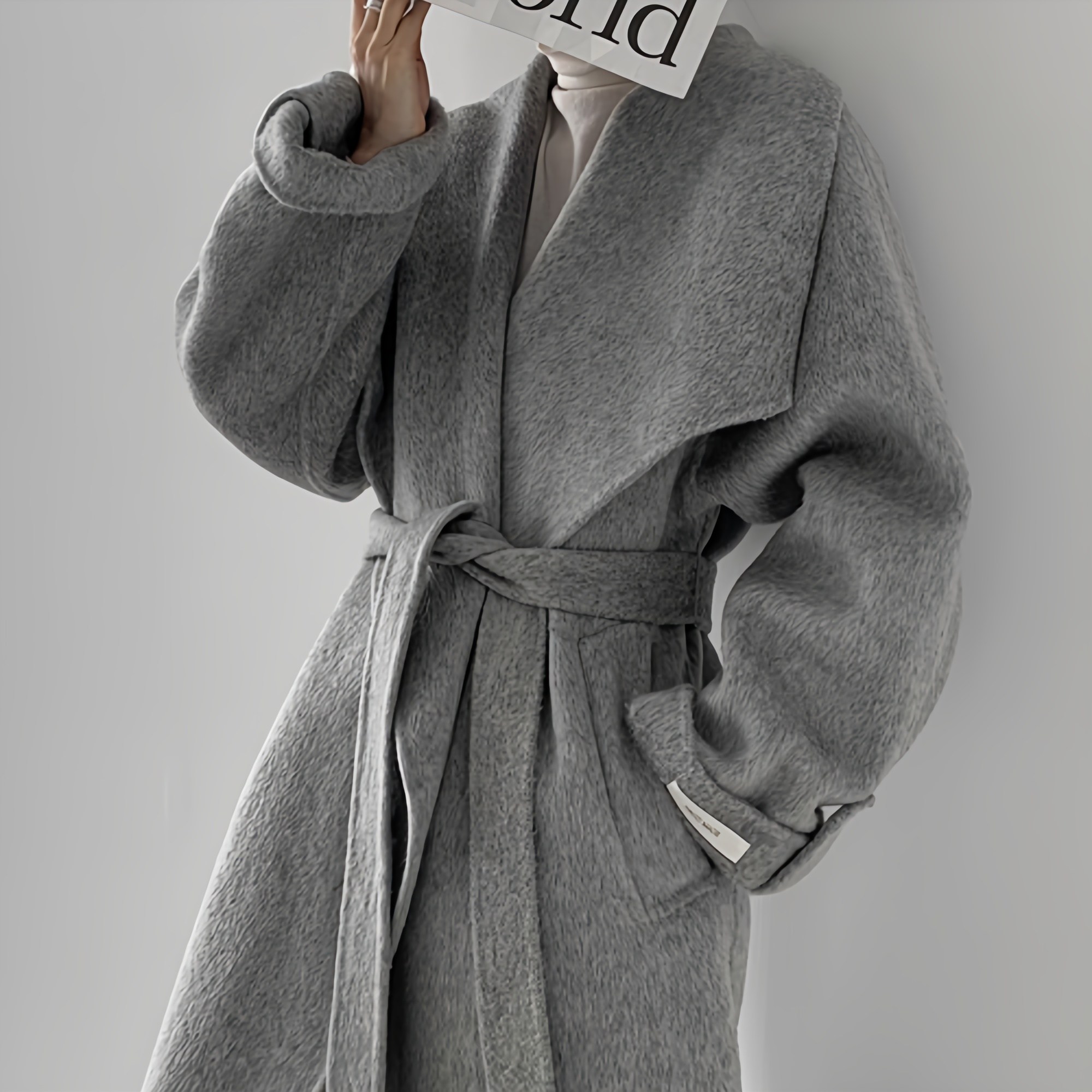 여성 겨울 울100 핸드메이드코트 오버핏 롱 벨티드 그레이 지블링 양모코트 149,000원