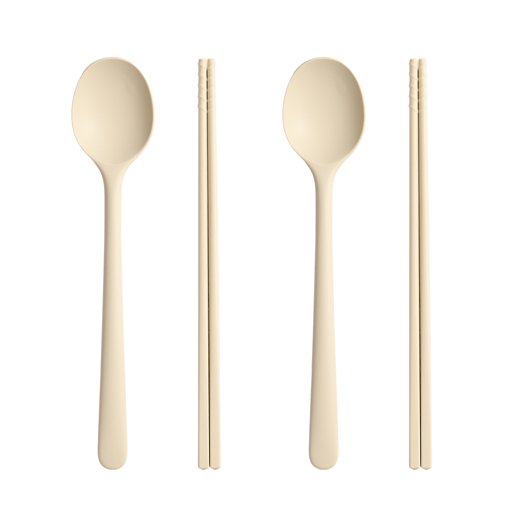 트루쿡 실리콘 안전한 다용도 수저세트, 2세트, 숟가락+젓가락, 베이지 15,000원