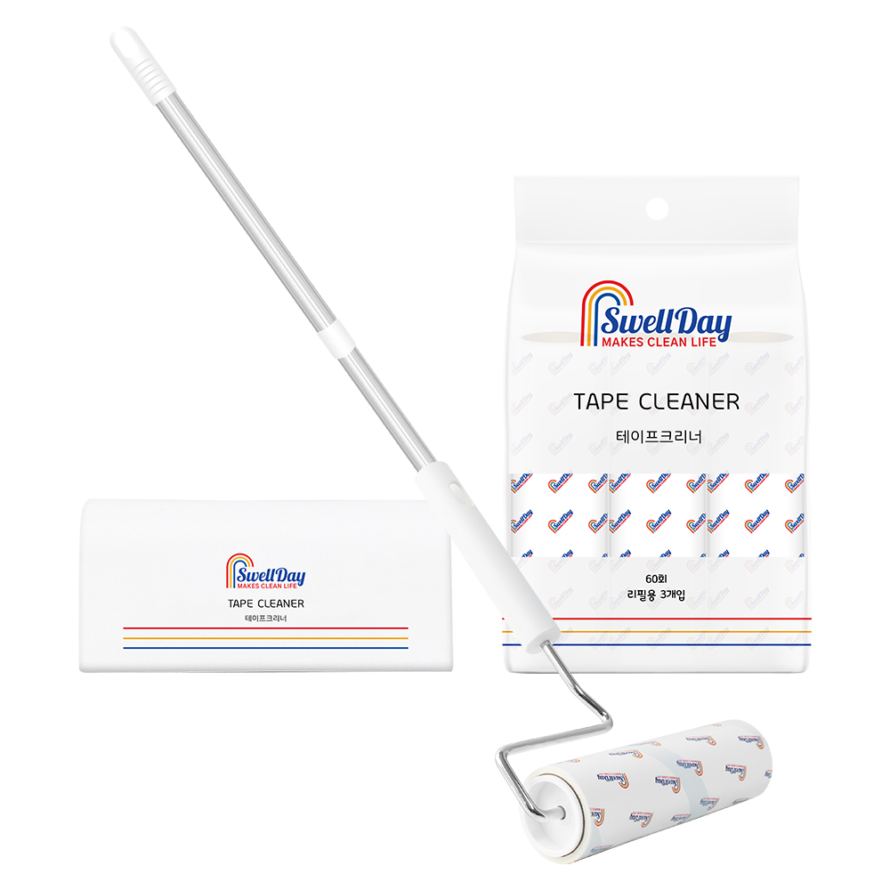스웰데이 사선컷팅 테이프크리너 핸들 + 거치대 + 밀대 + 리필 4p 세트 10,810원