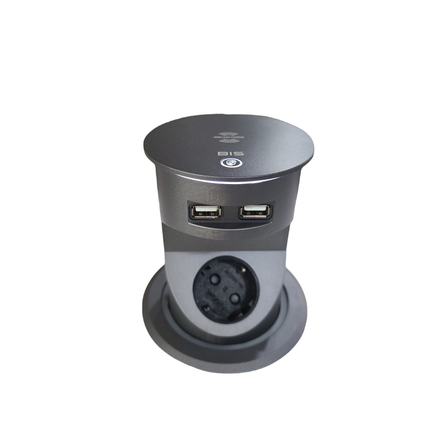 책상 식탁 싱크대 매립콘센트 전동 원터치 팝업 콘센트 핸드폰 무선충전 BIP-201W, 다크 그레이, 1개 226,000원