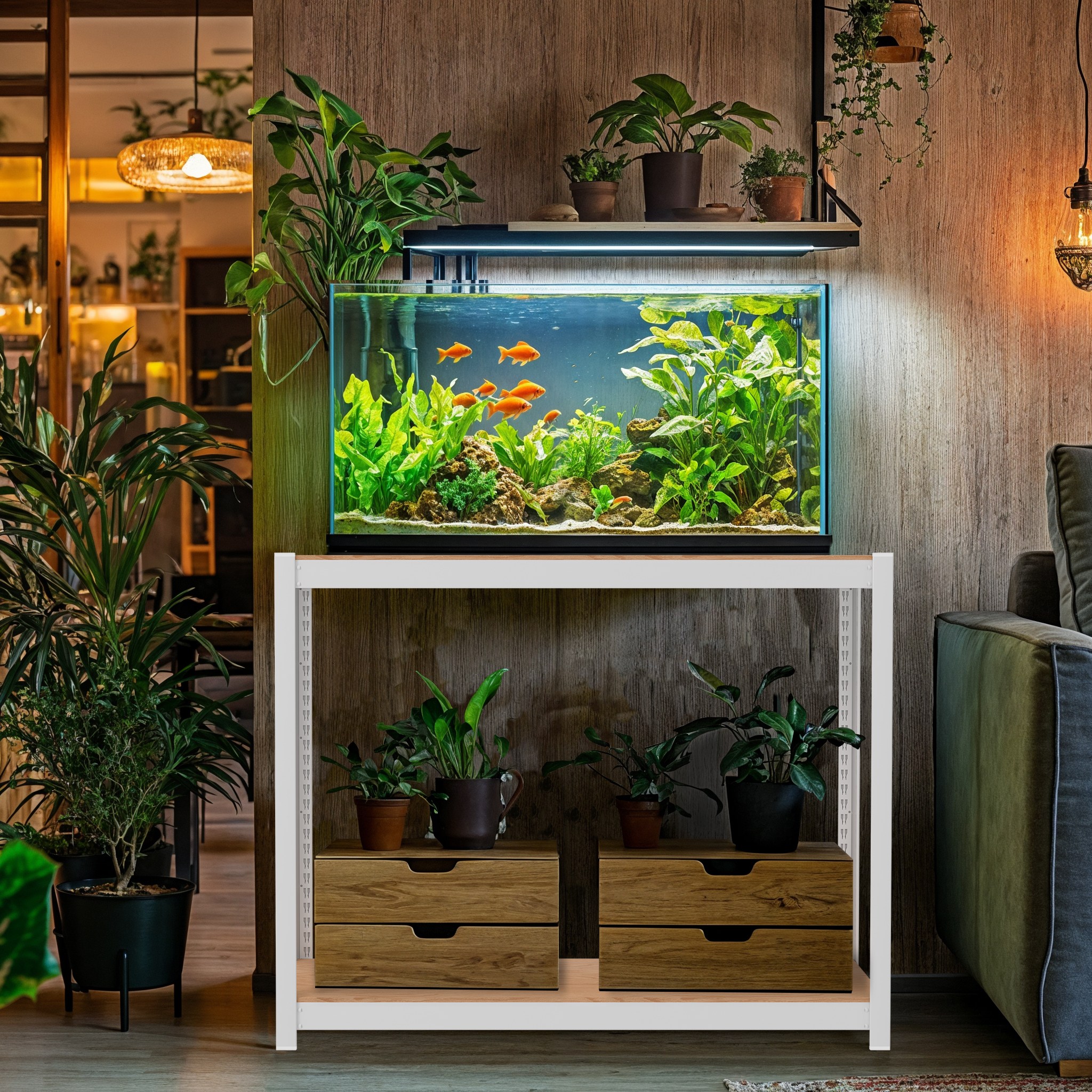 홈던트하우스 축양장 조립식 무볼트 2자 3자 광폭 철제 어항 선반 받침대 600모음 2단, 화이트, 1세트 37,000원