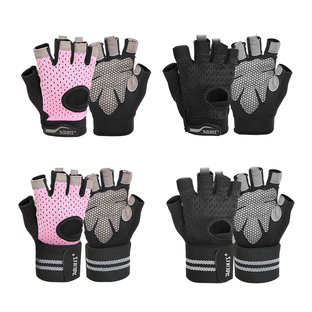 AOLIKES 헬스장갑(HS-113) 2가지 타입 운동장갑 헬스스트랩 헬스보조장갑, 블랙 13,900원