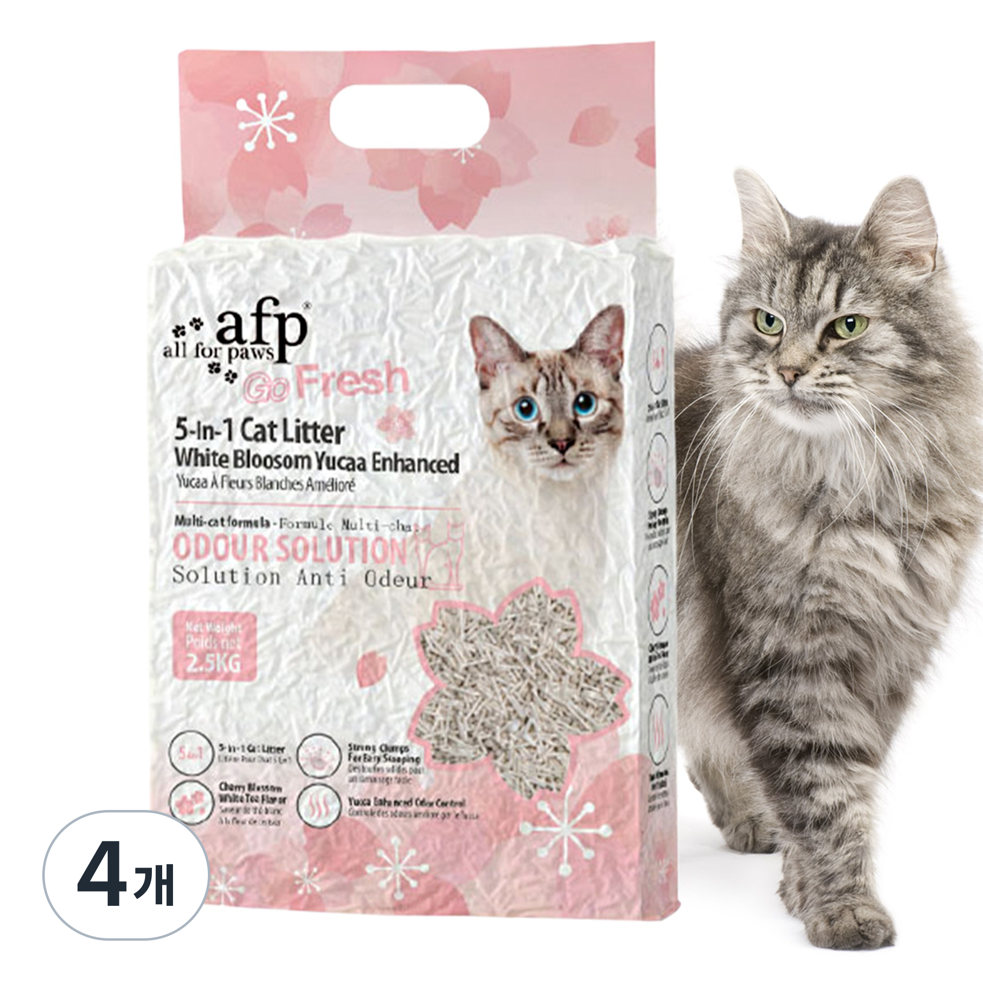 [신상출시!]All For Paws 고양이 5in1 혼합 두부모래 백차유카 탈취 1.5mm 가는입자 변기에 버리는 먼지없는 모래 28,670원