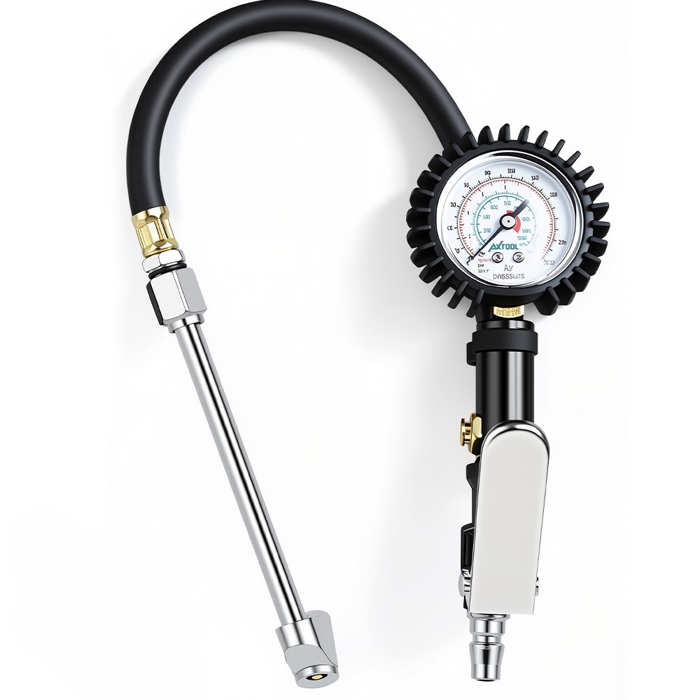 에이엑스툴 타이어 게이지 레버형 공기주입기 공기압 측정, 1개, 블랙 19,500원