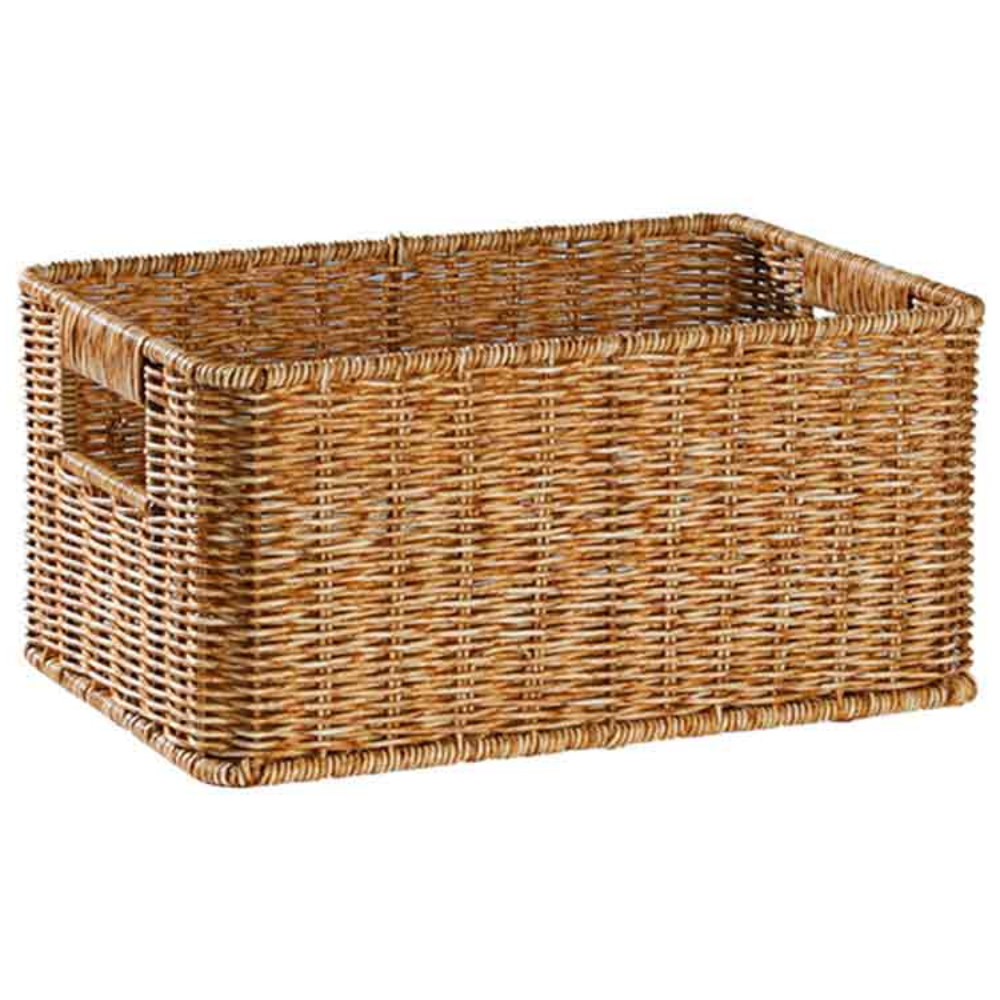 코드86 사각 라탄바구니 정리함 오픈 손잡이형, 손잡이형/소, 1개 18,800원
