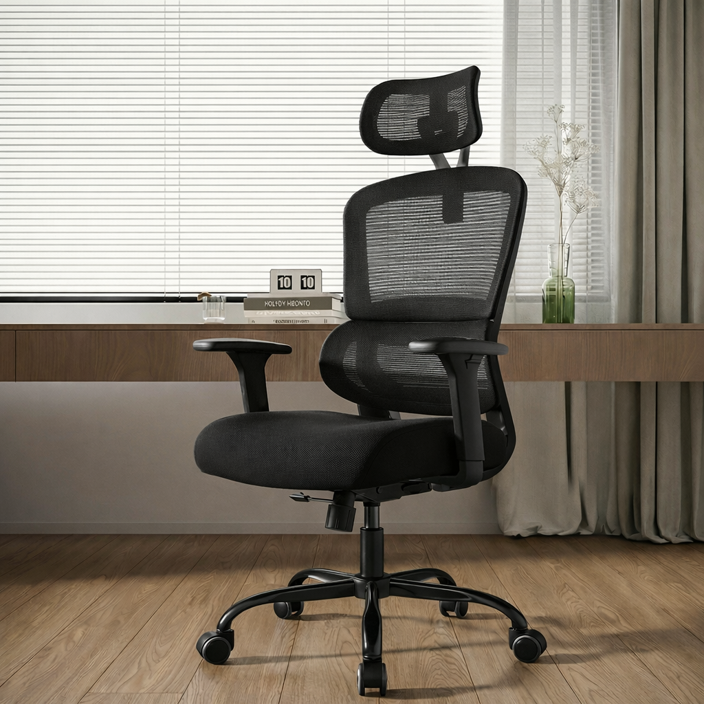 파리니 허리받침 사무용의자 컴퓨터 메쉬 헤드레스트 조절 게이밍 의자 92,900원