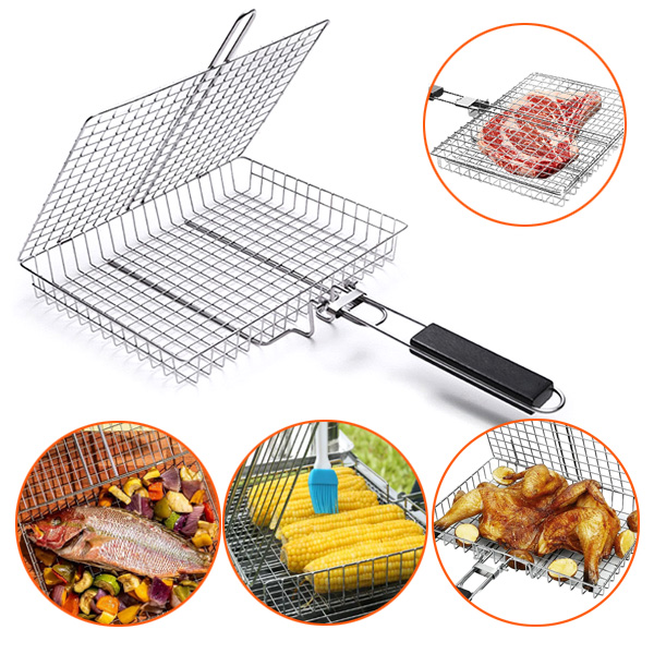 스텐 석쇠 그릴 바베큐 캠핑 양면 사각 두께4CM 생선구이 접이식 구이용 BBQ 바스켓 13,500원