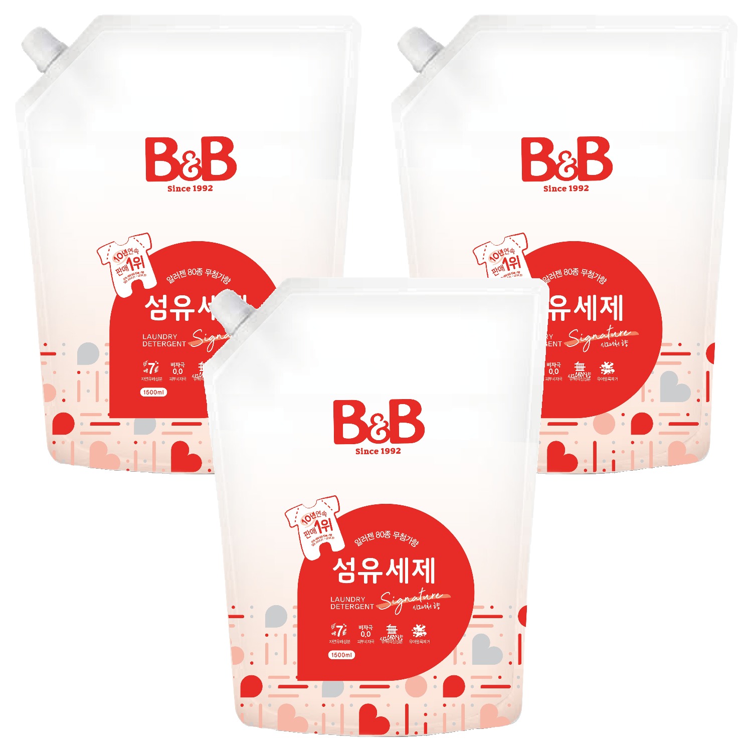 비앤비 유아 섬유 세제 알러젠프리향 캡리필형, 1.5L, 3개 20,970원