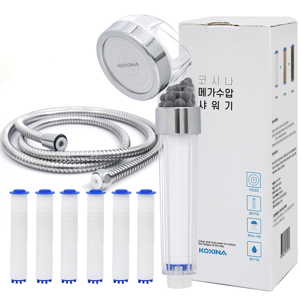 코시나 메가수압 트리플 정수샤워기 + 필터 6p + 샤워호스 2m, 1개, 혼합색상 18,900원