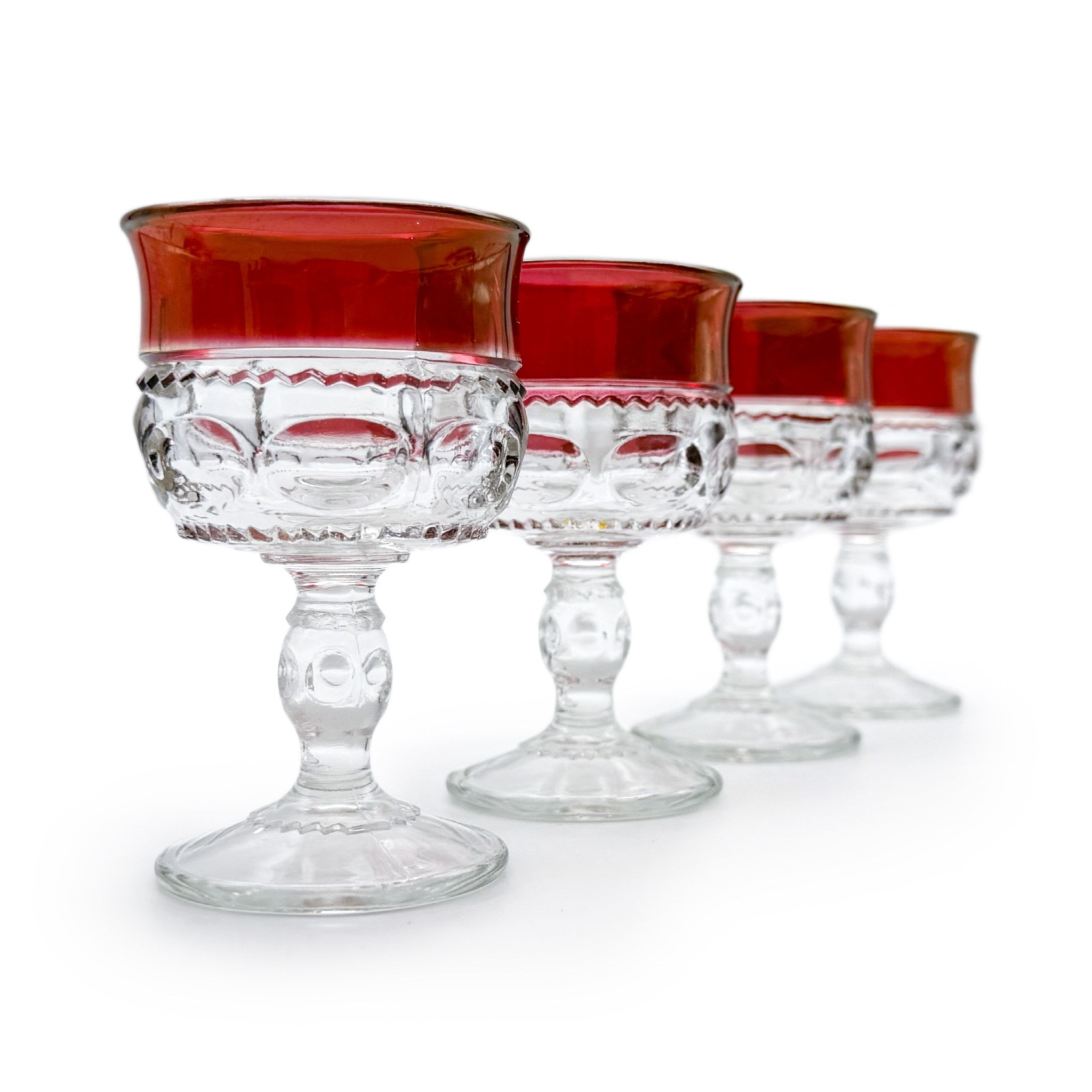 Antique 티핀 프란시스칸 루비 와인잔 4P 세트 빈티지 글라스 카페 레스토랑 유리잔 부엌 인테리어, 4개, 100ml 84,000원