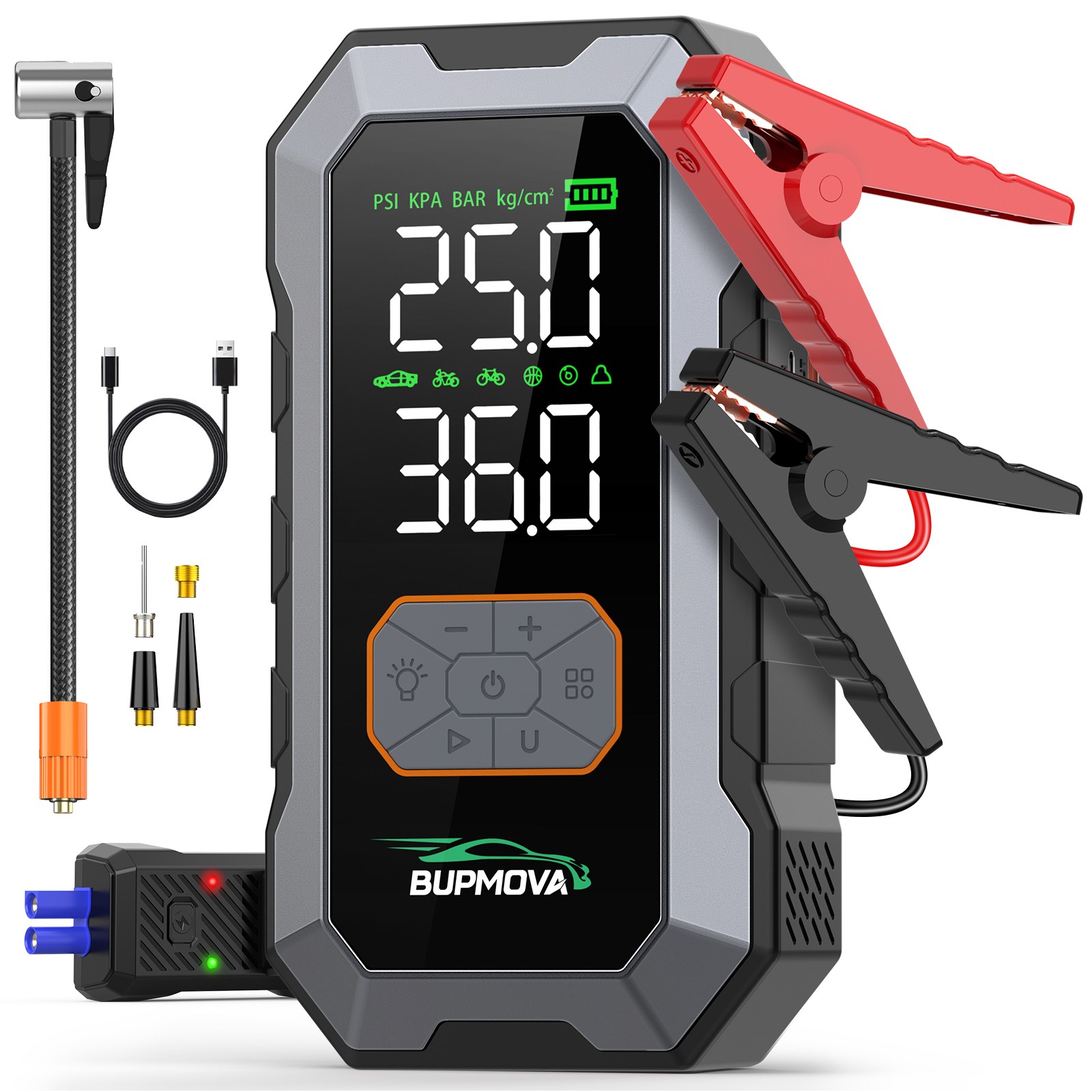 BUPMOVA 4000A 자동차 점프스타터 에어펌프 대용량 보조배터리 스마트 점프케이블 12V 긴급 시동 점프스타터, 12400mAh, 1개 94,900원