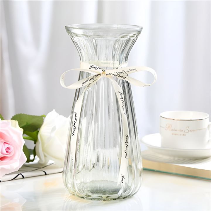 라라마을 우아한 리본 유리 꽃 화병, 투명 13,900원