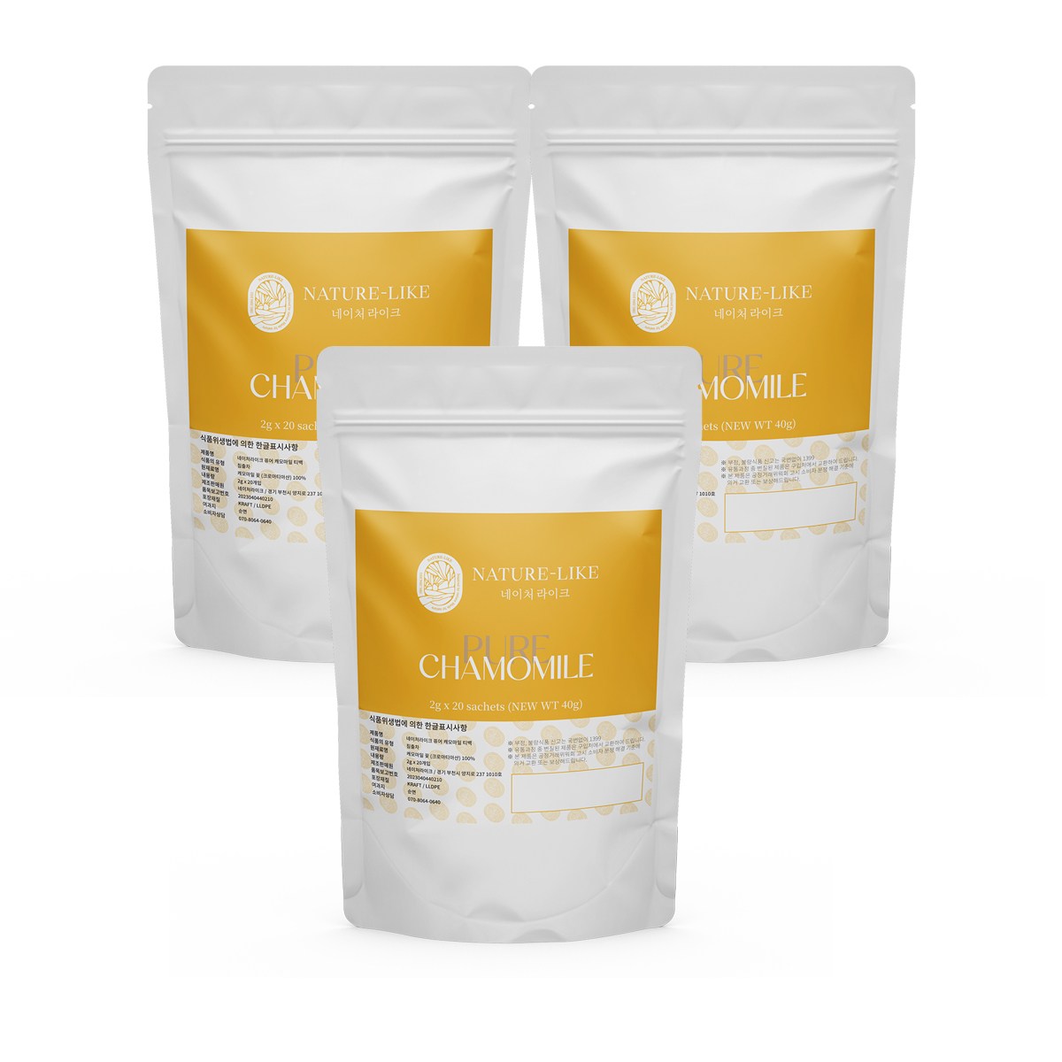 네이처라이크 유기농 순면 티백 잎차 미세플라스틱NO 무카페인 꽃차 항산화 노화예방 스트레스 긴장완화 프리미엄 유기농 퓨어 캐모마일 허브티, 3개, 20개입, 2g 93,000원