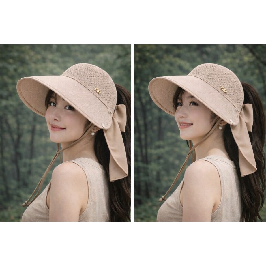 K : with 여름 자외선차단모자 여성 썬캡 목가리개모자 넓은챙 햇빛차단 골프 등산, 현재가 12,900원